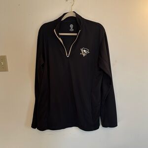 NHL Licensed Pittsburgh Penguins 1/4 Zip Pullover Embroidered Men's Large